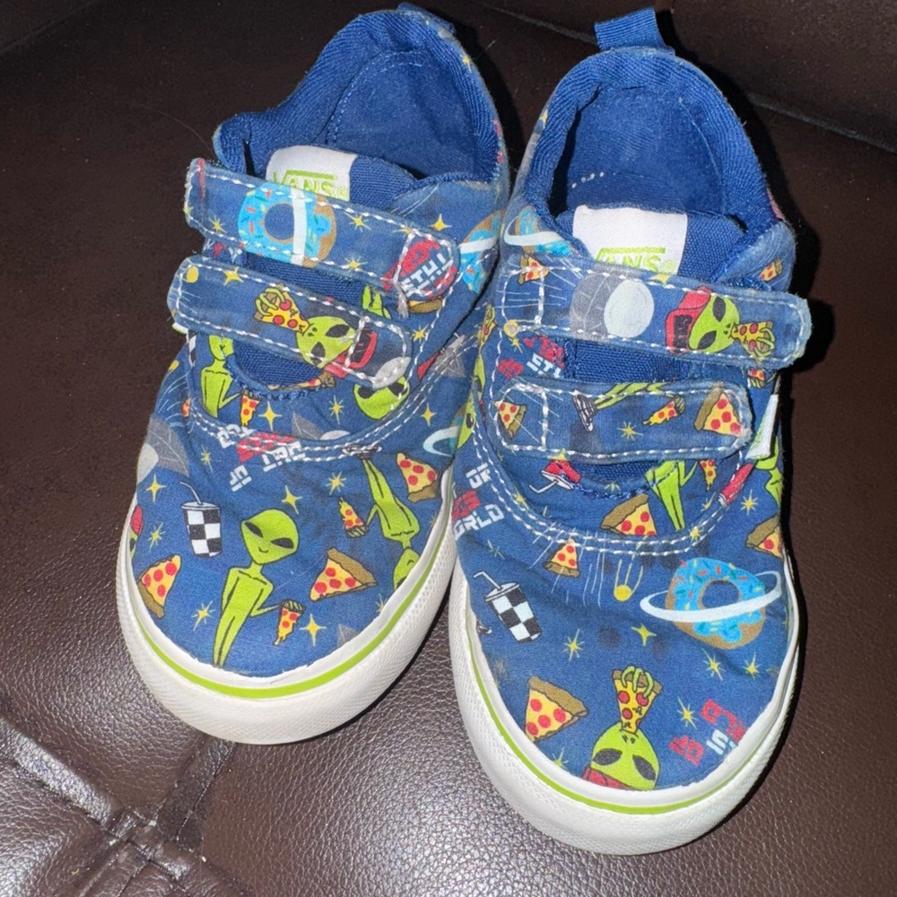 Vans Blue and Green Sneakers with Velcro Strap